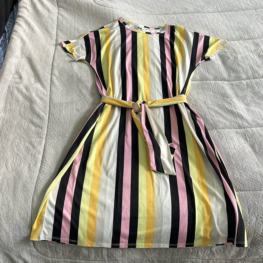 Striped mid-length dress
